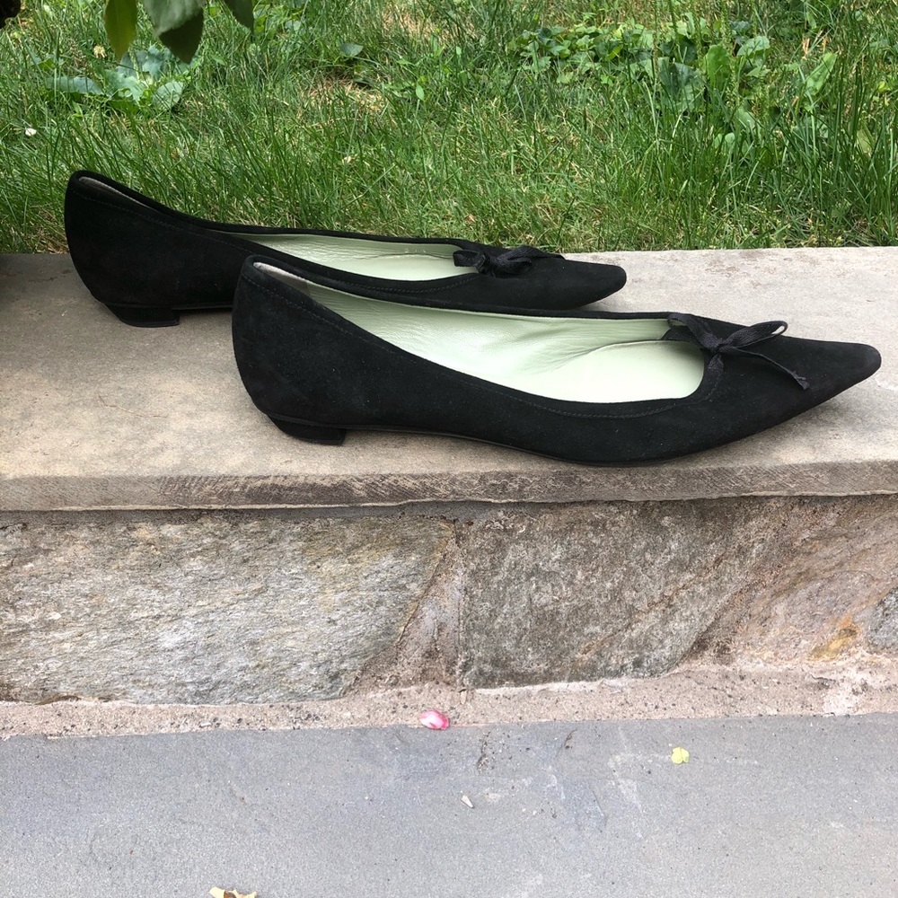 Prada Black Suede Flats 37.5 - Picture 4 of 11